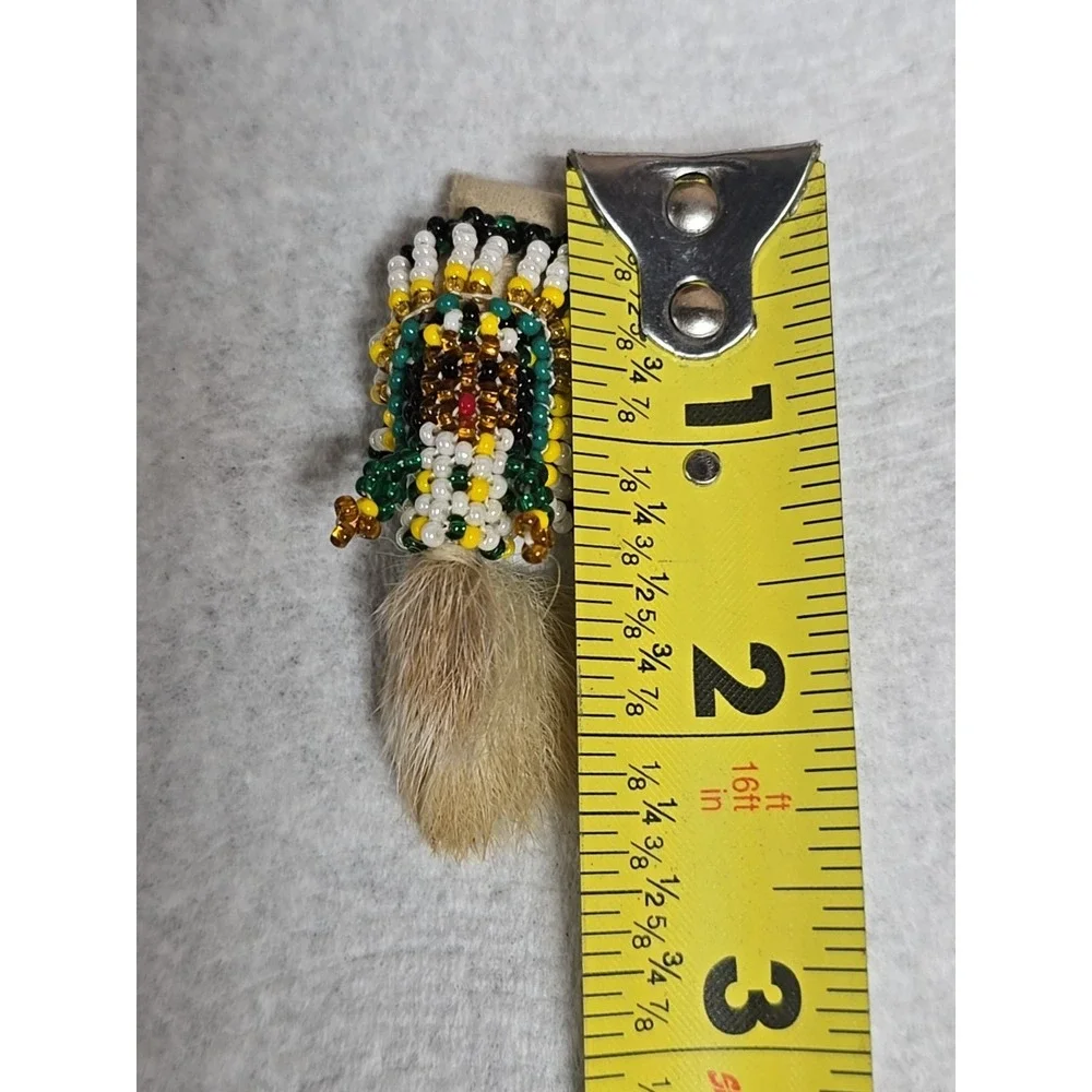 Vtg 1970's Beaded Rabbit Foot Doll Native American Beadwork Souvenir Indigenous